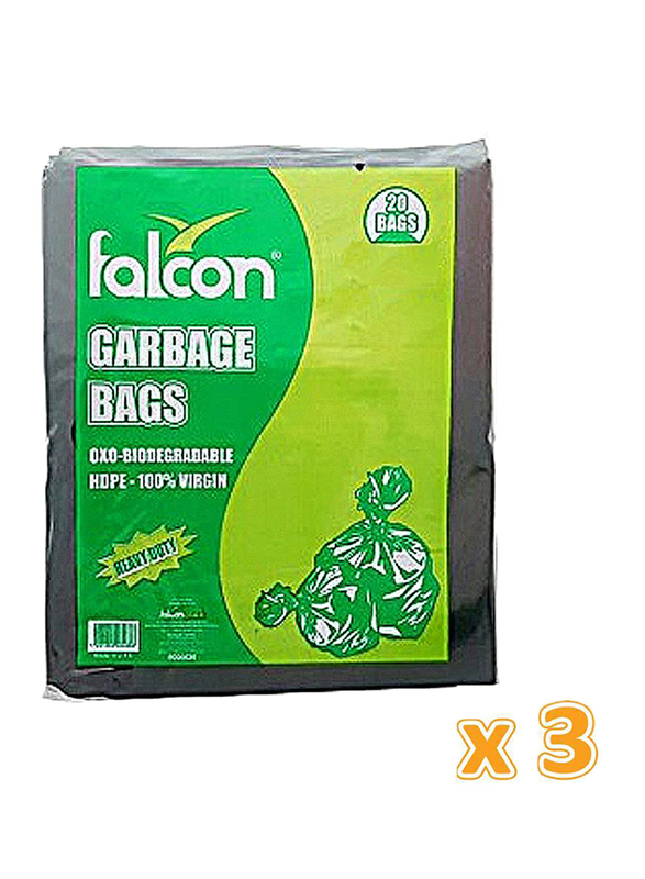 Falcon Garbage Bags, 65cm x 95cm, 60 Bags x 30 Gallon