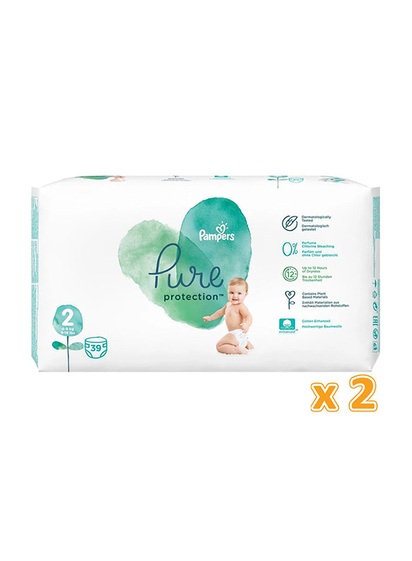 Pampers Pure Protection Diapers, Size 2, 4-8 kg, Mega Box, Dubai Pack, 78 Count