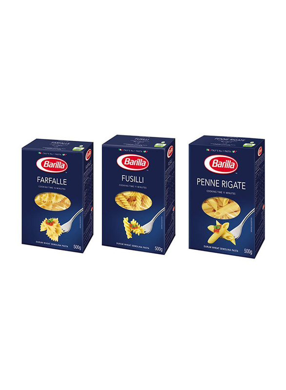 Barilla Pasta Farfalle/Penne Rigate/Fusilli Pasta Bundle,