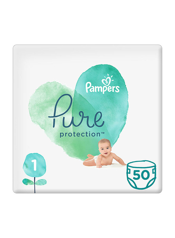 Pampers Pure Protection Diapers, Size 1, 2-5 kg, Double Mega Pack, 100 Count