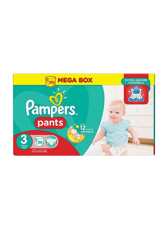 Pampers Pants Diapers, Size 3, Midi, 6-11 kg, Double Mega Box, 210 Count