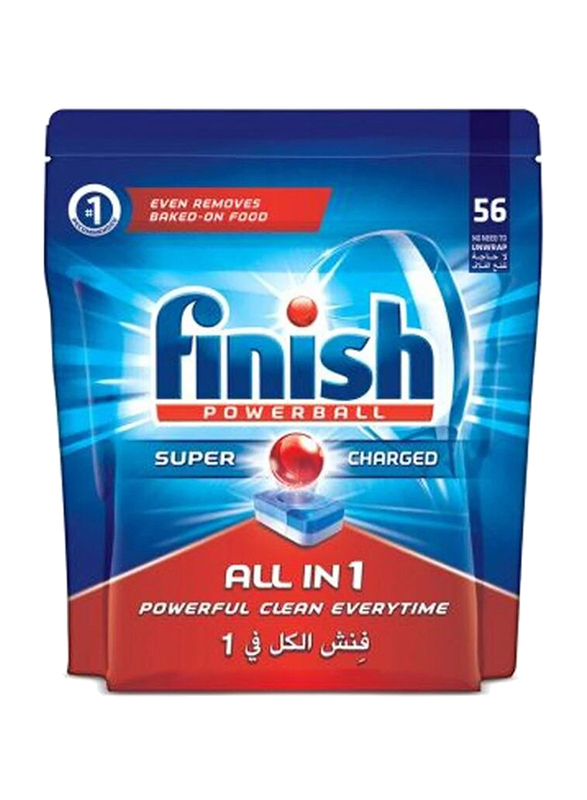 Finish All In 1 Powerball Regular Dishwasher Detergent Tablets, 2 Packs x 56 Tablets