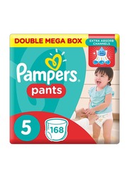 Pampers Pants Diapers, Size 5, Junior, 12-18 kg, Double Mega Box, 168 Count