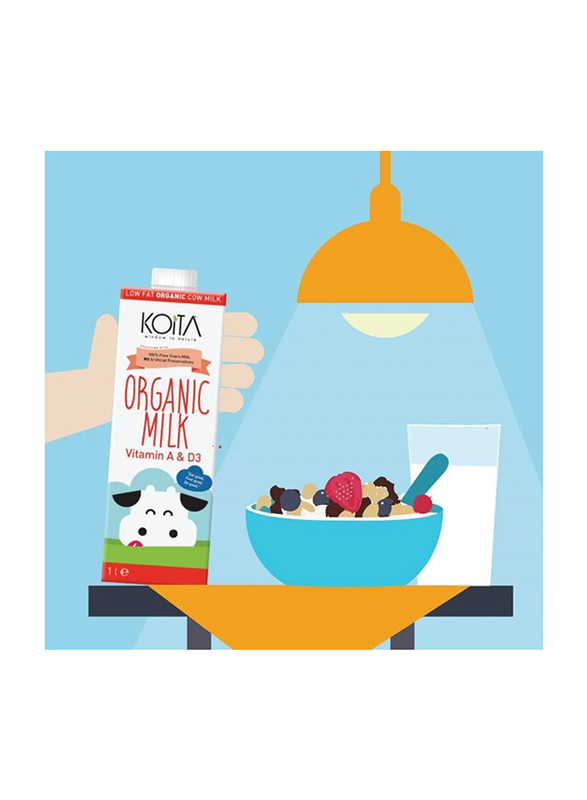 Koita Low Fat Organic Cow Milk, 12 x 1 Liter