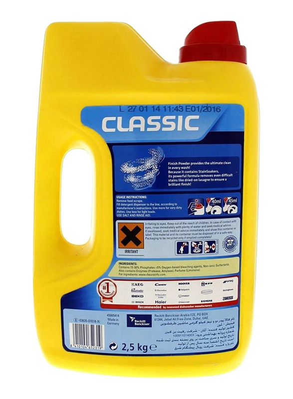 Finish Classic Lemon Dishwashing Powder, 2.5 Kg
