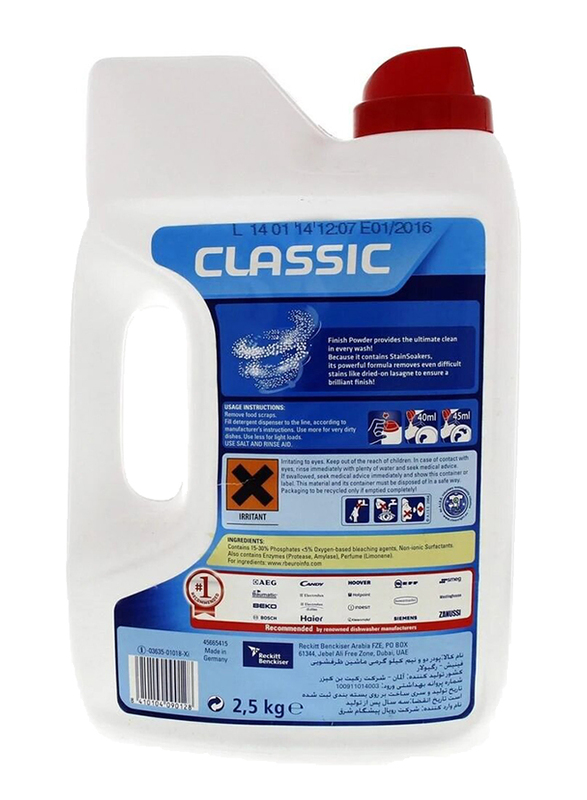 Finish Classic Dishwashing Powder, 2.5 Kg