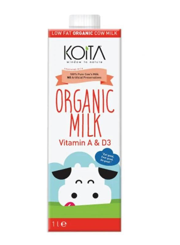 Koita Low Fat Organic Cow Milk, 12 x 1 Liter