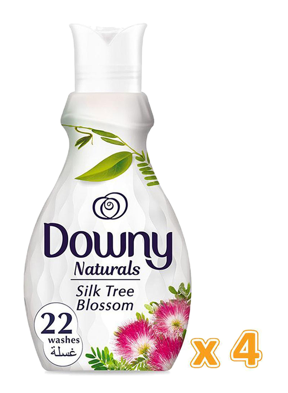 Downy Naturals Concentrate Silk Tree Blossom Scent Fabric Softener, 4 Bottles x 880ml