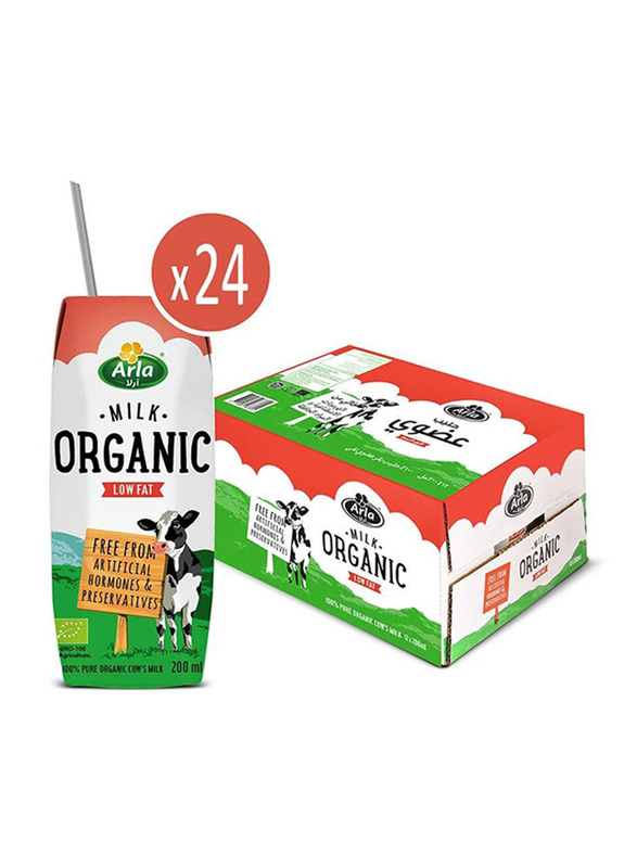 Arla Organic Low Fat Milk, 24 x 200ml