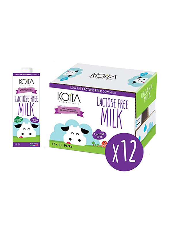 Koita Lactose-Free Organic Cow Milk, 12 x 1 Liter