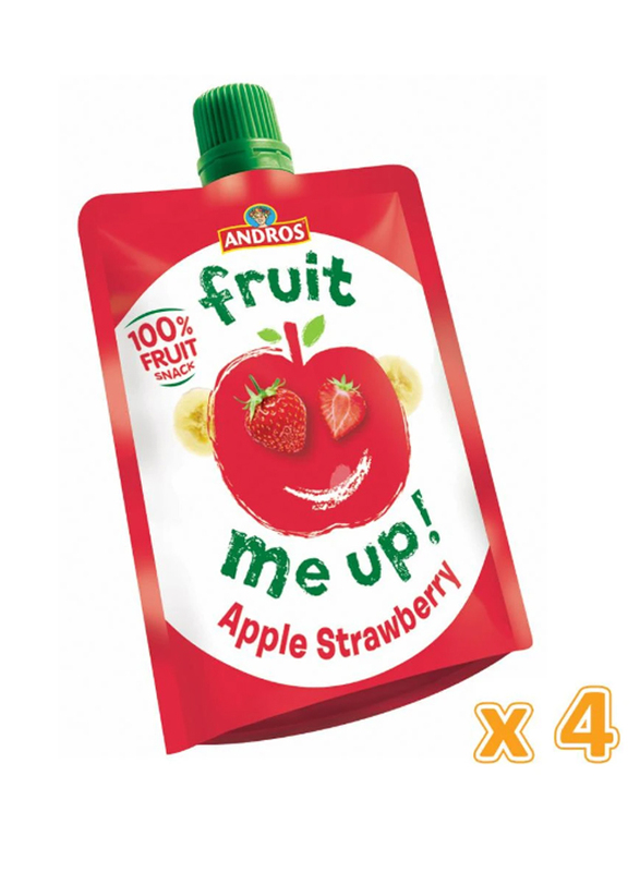 Andros Fruit Me Up Apple Strawberry Fruit Juice, 4 Pieces x 90g