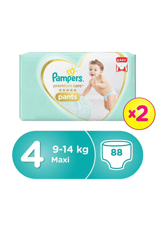 Pampers Premium Care Pants Diapers, Size 4, Maxi, 9-14 kg, Double Jumbo Pack, 88 Count