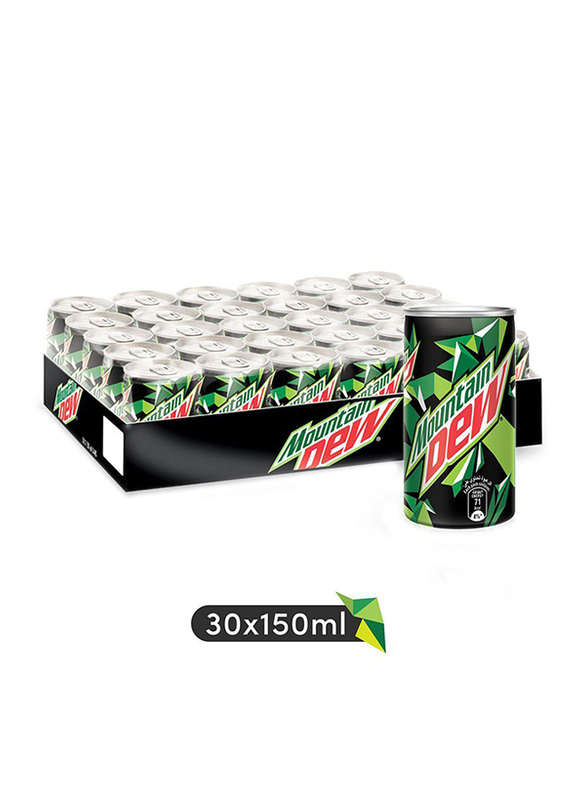 Mountain Dew Soft Drink, 30 Cans x 150ml