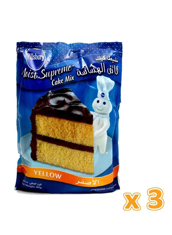 Pillsbury Moist Supreme Yellow Cake Mix, 3 Pieces x 485g