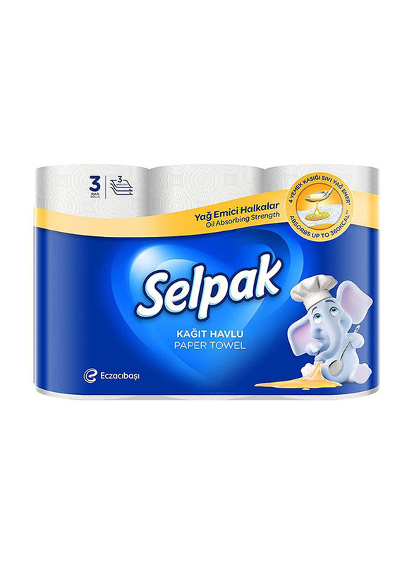

Selpak Calorie Absorb Dermatologically Tested Paper Towel, 3 Rolls x 3 Ply