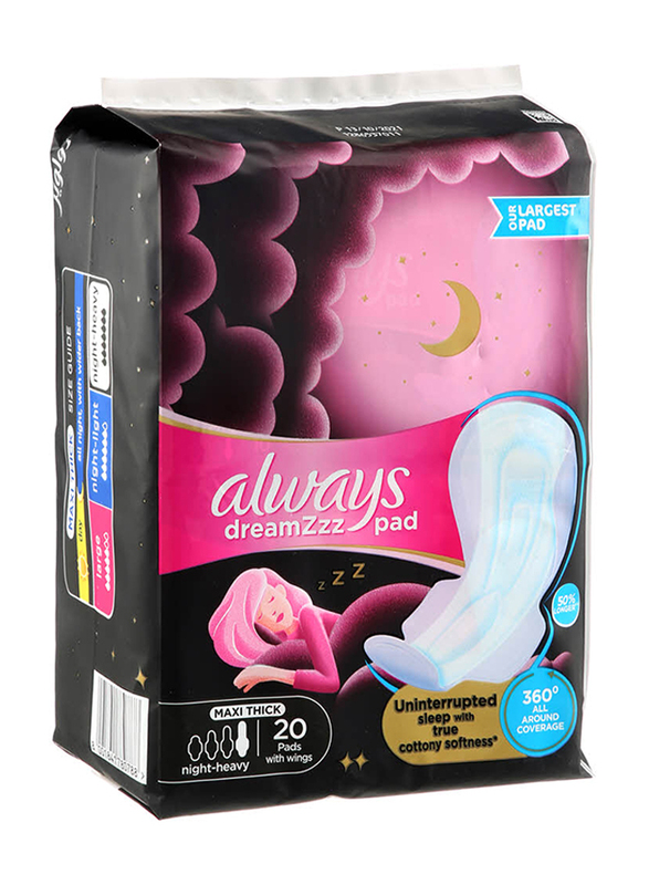 

Always Cotton Thick Night Sanitary Pads, Large, 12 x 20 Pieces