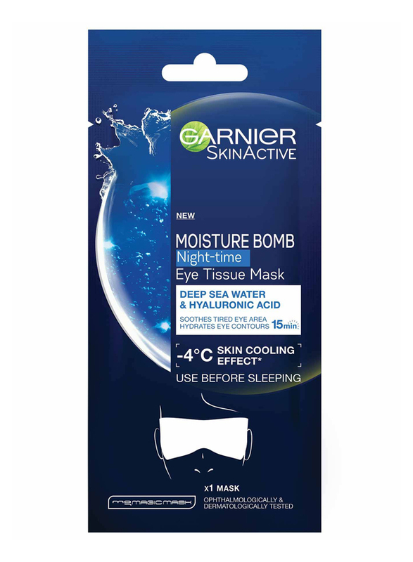 

Garnier SkinActive Night Eye Tissue Mask with Deep Sea Water & Hyaluronic Acid for Tired Eyelids, 1 Piece