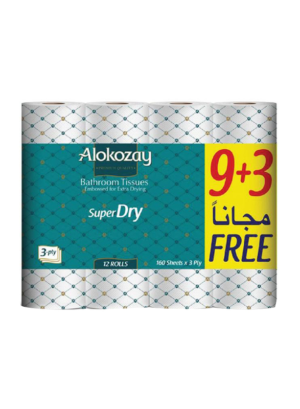 

Alokozay Bathroom Tissue, 3 Ply x 12 x 160 Sheets