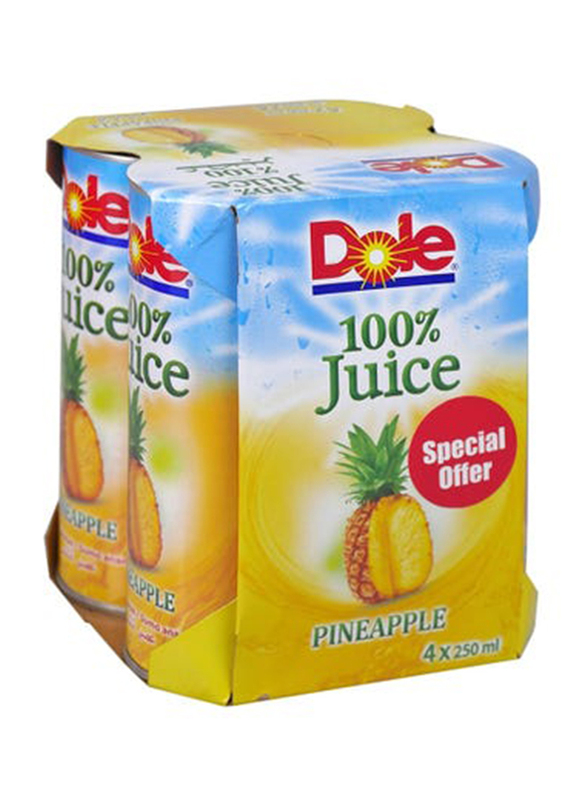 

Dole 100% Pineapple Juice, 4 x 250ml
