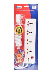 Sirocco 4-Way Extension Socket with Switch and 2 Meter Cord, W1004S, White