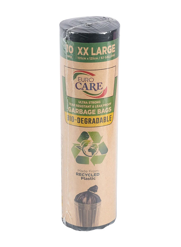 

Euro Care Oxo bio Recycled Plastic Garbage Bag, 105X125 cm, 10 Pieces, Black