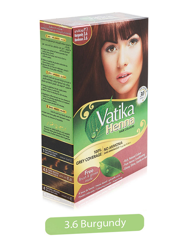 Vatika Natural Henna Hair Color Powder with No Ammonia, Brown, 60gm |   - Dubai