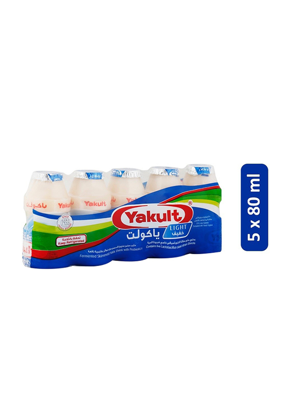 Yakult Light Fermented Milk Drink, 5 x 80ml