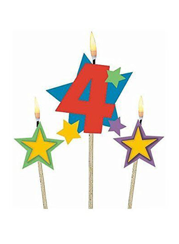 

Amscan Party Time Stars Number 4 Birthday Candle, Multicolour