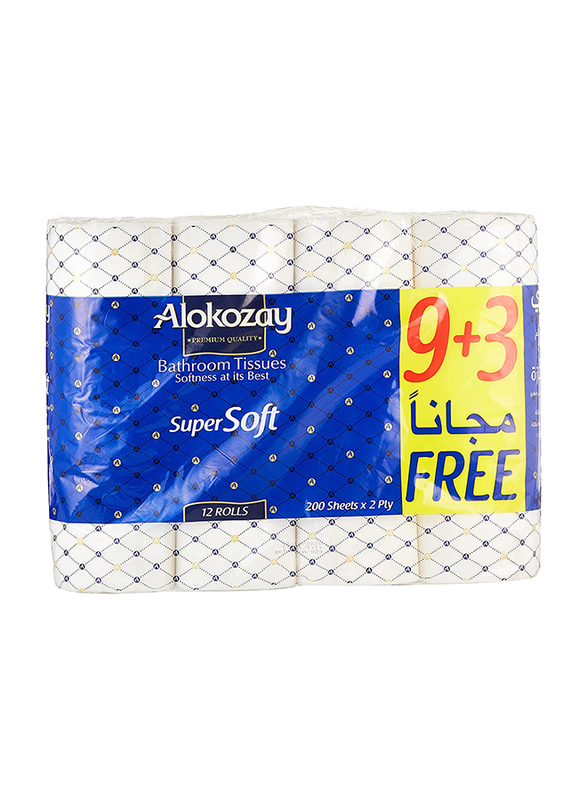 

Alokozay Bathroom Tisues, 200 Sheets, 12 Rolls x 2 Ply