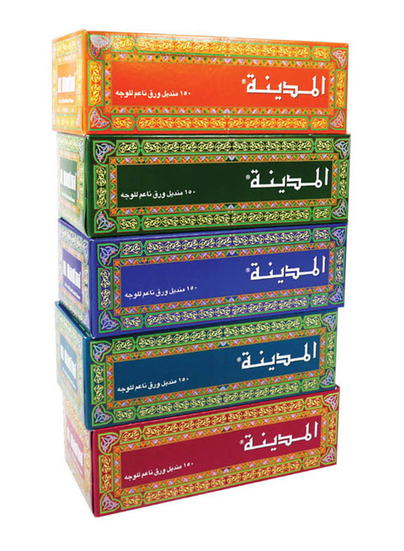 Al Madina Facial Tissue, 5 Boxes x 150 Sheets