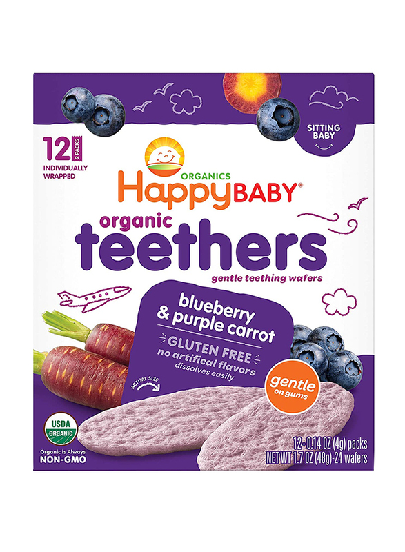 

Happy Baby Organic Teethers Blueberry & Purple Carrot, 6 x 48g