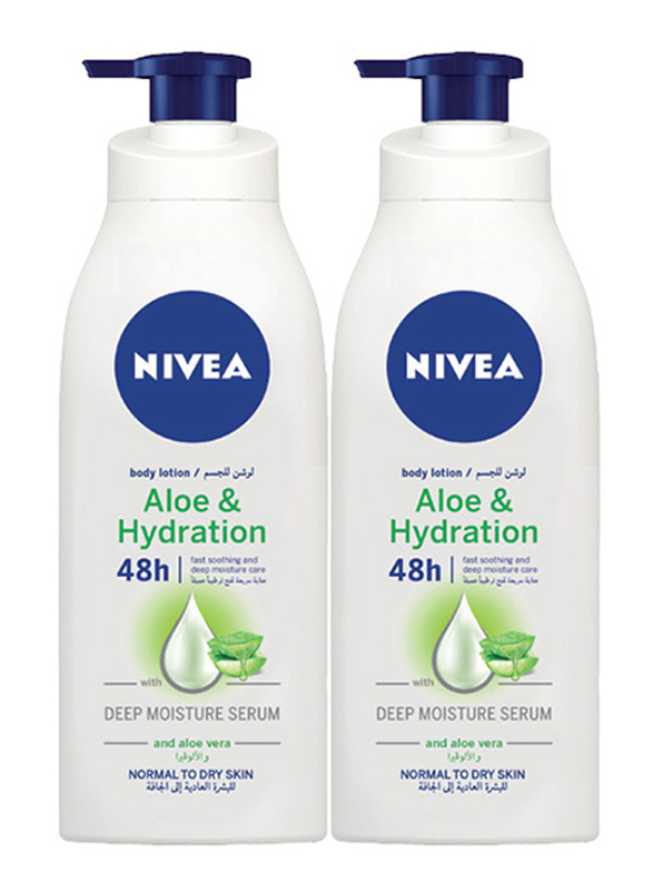 Nivea 2 Pieces Aloe & Hydration 48H Deep Moisture Body Lotion, 400ml