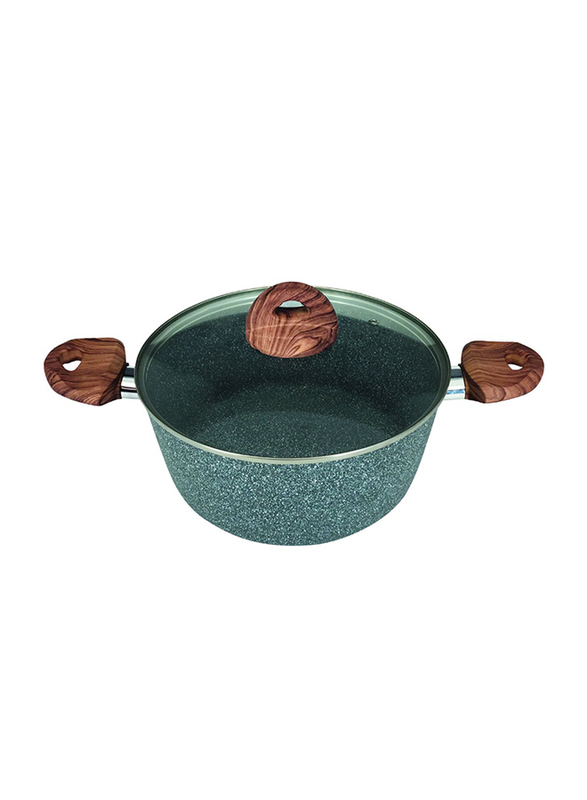 

Homeway 28cm Round Marble Casserole With Lid, HW3422, Black/Grey