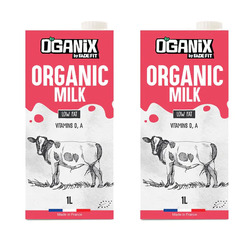 O'ganix 100% Organic Low Fat Cream Milk, 2 x 1 Liter