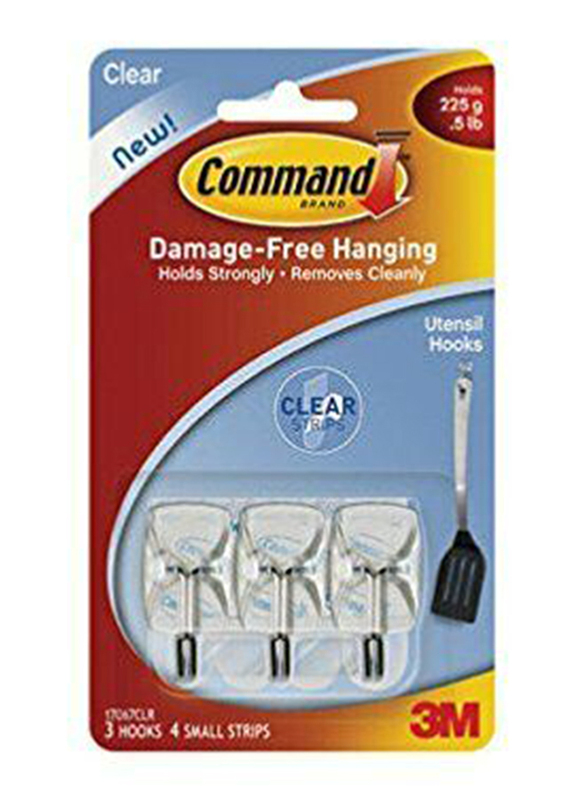 

3M Small Wire 3 Hooks, Clear