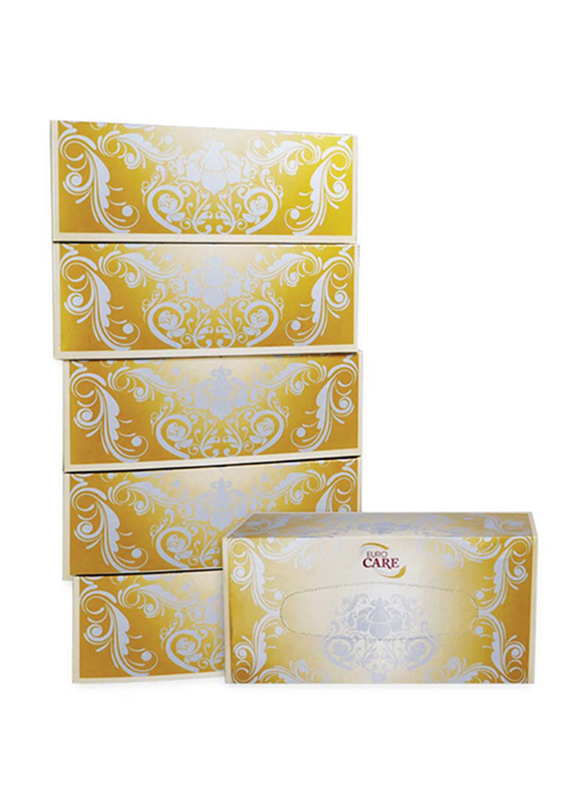 Euro Care Facial Tissue White, 6 Boxes x 200 Sheets x 2ply