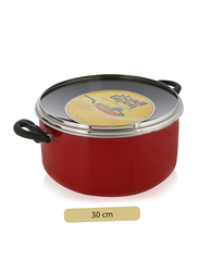 Union 30cm Non-Stick Aluminium Round Casserole, with Lid, Red/Black