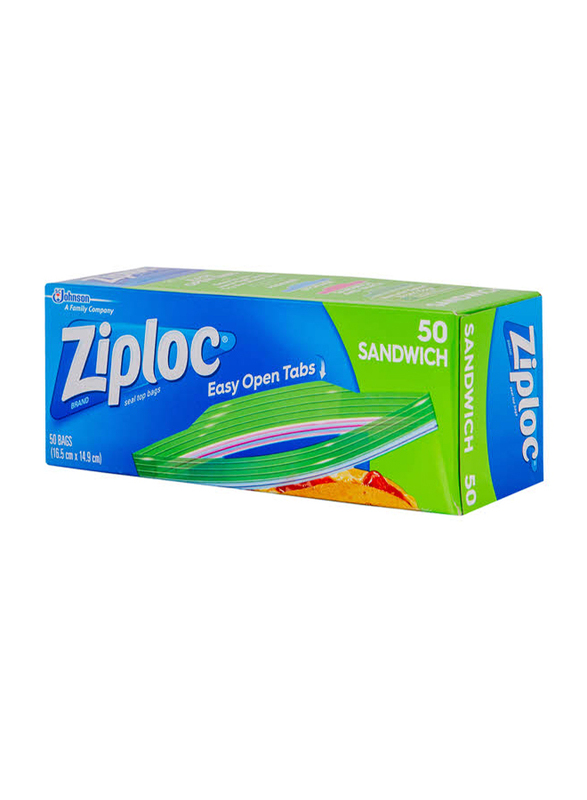 

SC Johnson Ziploc Seal Top Sandwich Bags, Clear, 50 Pieces