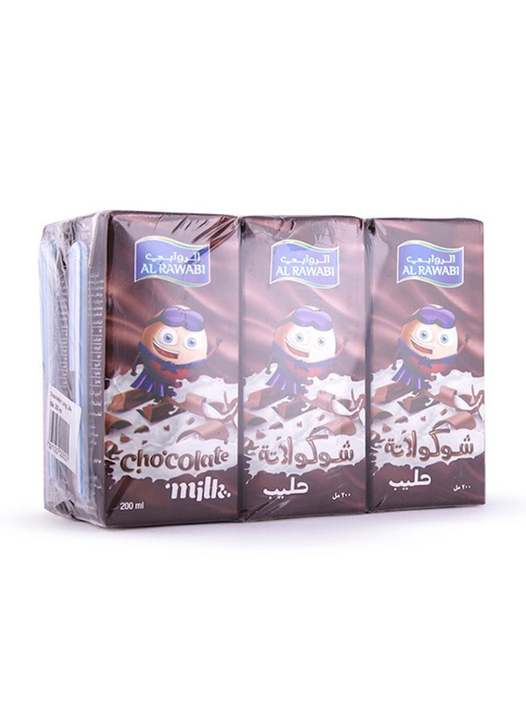 Al Rawabi Long Life Chocolate Milk, 6 x 200ml