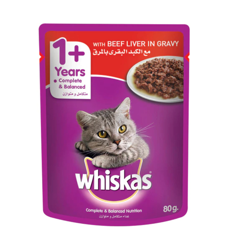 

Whiskas with Beef Liver In Gravy Wet Cat Food, 12 x 80g