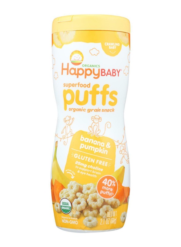 

Happy Baby Organics Banana & Pumpkin Superfood Puffs, 6 x 60g