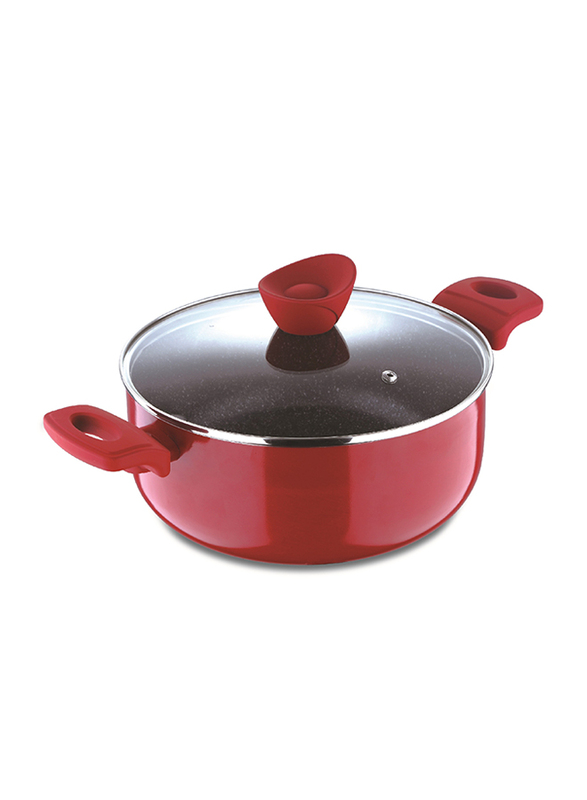 

Bergner 28cm Bellini Plus Non-Stick Round Casserole with Lid, Red