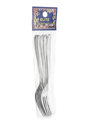 Elite 6-Pieces Stainless Steel Fruit Fork Set, Silver