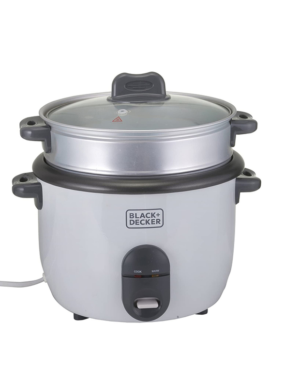 

Black+Decker 1.8L Non Stick Rice Cooker, 700W, RC1860-B5, Grey
