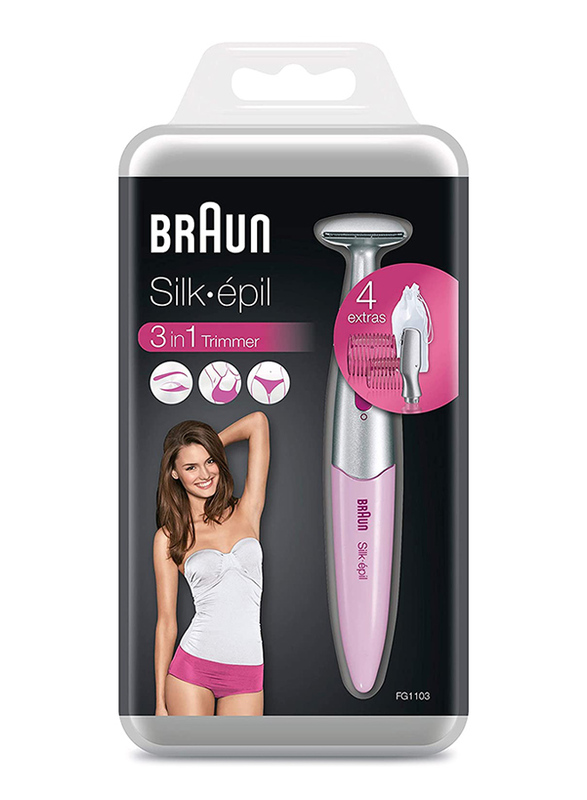 

Braun Silk Epil Bikini Styler 3 in 1 Trimmer, FG1103, Pink/Silver