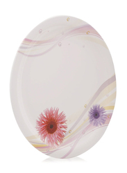 Servewell 28cm Flower Fashion Ceramic Round Dinner Plate, White