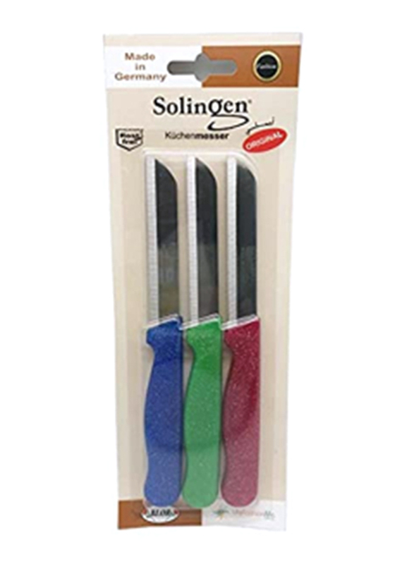 

Solingen 3-Piece Stainless Steel Knife Set with Solid Handle, Multicolour