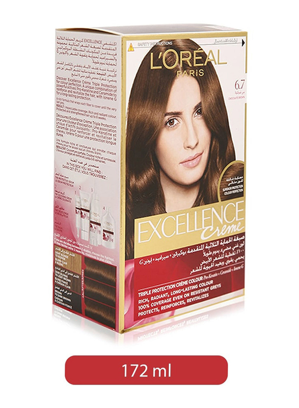 L'Oreal Paris Excellence Creme Hair Color for All Hair Type,  Chocolate  Brown, 192ml  - Dubai