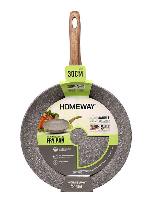 

Homeway 30cm Marble Coated Non-Stick Round Frypan, Grey
