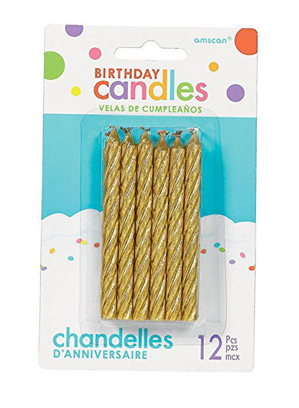 

Amscan Spiral Glitter Candle Set, 12 Pieces, Gold